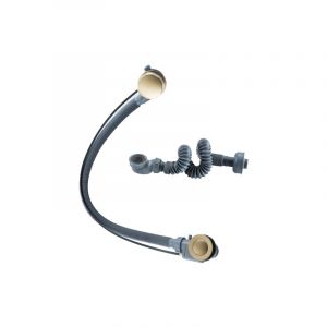 Fortifura Calvi Bonde de baignoire apparente - commande rotative et remplissage int&eacute;gr&eacute; - bonde allong&eacute;e - finition laiton bross&eacute;