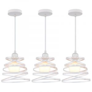 Suspensions Luminaires Moderne Lustre Plafonnier de Design à Spirale en Cascade Lampe Métal Ø20CM Blanc - 3PCS