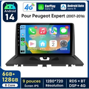 9 pouces Carplay Autoradio pour Peugeot Expert 2007-2016 Android 6+128GB JUNSUN