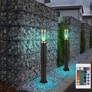 Lampadaire &eacute;clairage ext&eacute;rieur dimmable avec t&eacute;l&eacute;commande fum&eacute;e cuivre ext&eacute;rieur avec d&eacute;tecteur de mouvement lampadaire de jardin, plastique inox, 1x