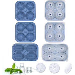 Moule &agrave; Gla&ccedil;ons en Silicone, Plateau &agrave; Gla&ccedil;on avec Couvercle,Glacon Boule de Glace,3 Paquets R&eacute;utilisable bac Grand bac Gla&ccedil;ons(bleu)