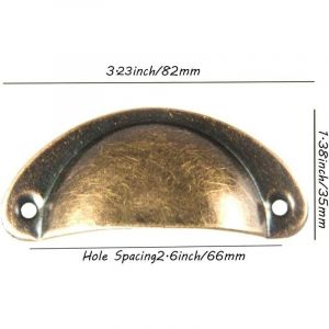 12pcs Poignées de Meuble Vintage Boutons de Tiroir Metal Coquille pour Placards Armoire Commode Cuisine Tiroirs Laiton Antique 8135mm