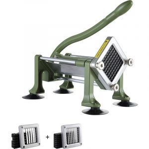 VEVOR Coupe-frites , trancheuse a pommes de terre avec lames en acier inoxydable de 1/2 pouce et 3/8 pouce, coupe-pommes de terre manuel avec