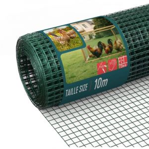 VOUNOT&reg; Grillage soud&eacute; plastifi&eacute; PVC rouleau 0.5x10m vert - Maille 13mm Fil 0.8mm - Treillis et cl&ocirc;ture m&eacute;tallique