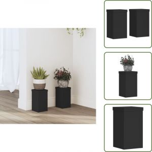 Supports pour plantes 2 pcs noir 10x10x18 cm bois d'ing&eacute;nierie - Support Plante - Support Fleur - Jardinerie - D&eacute;coration Int&eacute;rieure - Design