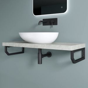 2 Pi&egrave;ces &Eacute;querre de Fixation Noir Plan de Toilette &Eacute;tag&egrave;re Tablette Murale Porte-Serviette en Acier Inoxydable 40x2,5x15cm WH03 - Doporro