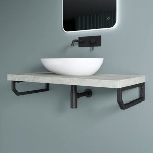 Doporro - 1 Pi&egrave;ce &Eacute;querre de Fixation Noir Plan de Toilette &Eacute;tag&egrave;re Tablette Murale Porte-Serviette en Acier Inoxydable 33x2x15cm WH03