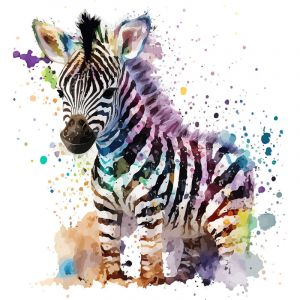 Lumaléa - Papier peint panoramique Enfants - Zèbre - 260 cm x 167 cm