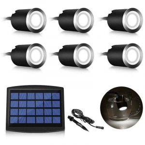 YMYNY Lot de 6 spots LED solaire encastrables pour extérieur, IP67, étanche, 0,2 W, Ø 32 mm, intérieur extérieur, terrasse, cuisine, jardin, 4000 K
