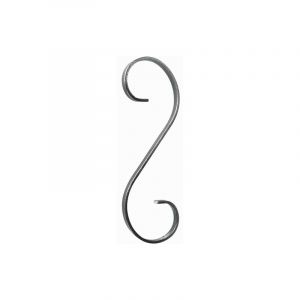 Volute en s finition coupe droite - Hauteur 270mm Largeur 90mm Plat lisse 12x5mm - Fer forgé - à souder Deco Fer Forge