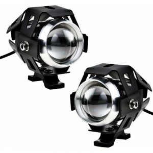 2pcs 125W Moto Phare LED Feux Auxiliaires Moto Phares Avant Anti Brouillard Moto Spot LED Spot 3000LM U5 Étanche pour Moto Quad Scooter