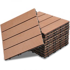 Caillebotis dalles terrasse 55 mbo&icirc;tables installation tr&egrave;s simple petits carreaux composite plastique imitation bois Marron - Swanew
