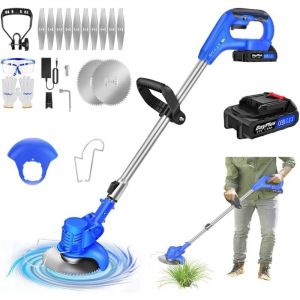 Tondeuse &agrave; gazon l&eacute;g&egrave;re sans fil avec batterie et chargeur, ensemble de tondeuse &agrave; gazon sans fil &agrave; lame m&eacute;tallique, adapt&eacute; au d&eacute;sherbage de jardin,