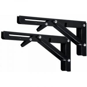 Lucky-88 - Support d' Étagères Pliable 300mm Équerre Pliante Étagère Murale Support Pliante Robuste Noir Support Console Pliable pour Table Etagere