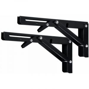 Support d' Étagères Pliable 300mm Équerre Pliante Étagère Murale Support Pliante Robuste Noir Support Console Pliable pour Table Etagere Murale