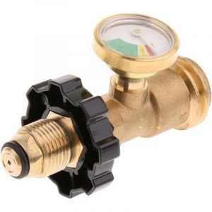 Contr&ocirc;le de niveau de gaz propane &ndash; D&eacute;tendeur en laiton massif &ndash; Raccord POL LP vers QCC1 &ndash; Pour barbecues et r&eacute;chauds camping