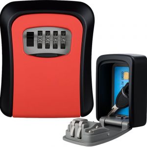 Coffre-fort &agrave; cl&eacute;s, armoire &agrave; code, bo&icirc;te de rangement murale rouge