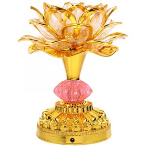 Feiyue - Lanterne led colorée usb en forme de lotus pour accessoires de Bouddha, lampe de culte, veilleuse, lumière de lotus