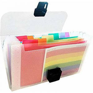 Aougo - Organisateur de document Rainbow Multicolore Plastique Trieur Extensible Petit Portable A6 Extensible 13 Compartiments Accord&eacute;on Trieur