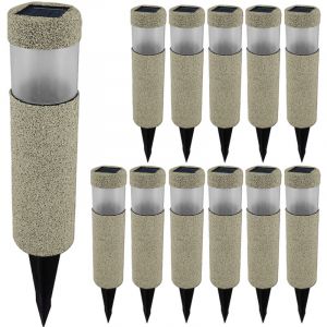 Monzana&reg; Lot de 12 lampes solaires ext&eacute;rieur jardin aspect pierre lampe sans fil pour sol pic &eacute;clairage solaire 8h autonomie