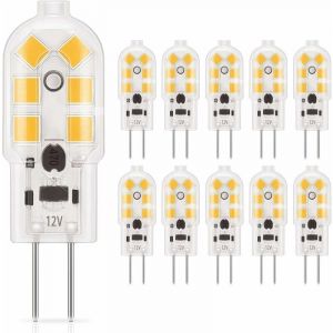 Ampoule LED G4 2W, blanc chaud 3000K, AC/DC 12V ampoules d'&eacute;clairage &eacute;quivalent &agrave; 20W halog&egrave;ne, 180LM, non dimmable, parfait pour hotte et lustre, 10