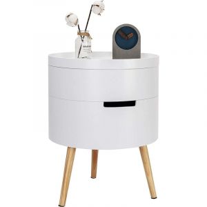 Woltu - Table basse avec coffre de rangement, Table d'appoint, Table de chevet, Bout de canapé, 38x38x51 cm, Blanc