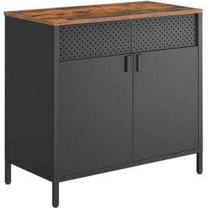 Meuble de rangement buffet 80 x 40 x 76 cm double porte aimant&eacute;e avec &eacute;tag&egrave;re r&eacute;glable pour salle &agrave; manger salon cuisine entr&eacute;e cadre en acier style