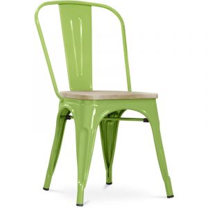 Tolix Style - Chaise de salle à manger - Design industriel - Acier et bois - Nouvelle édition - Stylix Vert clair