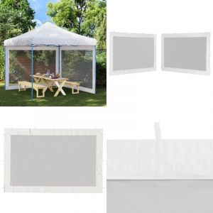Vidaxl - Paroi de tente de réception 2 pcs Maille Blanc et noir - Pare-soleil - Abri Jardin - Toile De Tente - Protection Solaire - Anti-moustique