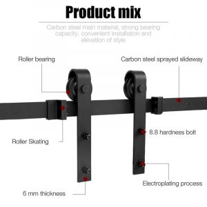 300CM SYST&Egrave;ME COULISSANT Quincaillerie Kit de Rail Roulettes pour Porte Coulissante Hardware pour une Porte Suspendue en Bois Sliding Barn Door
