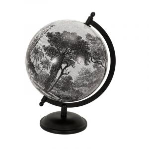 Globe Terrestre 'Black Forest' 31cm Noir & Blanc
