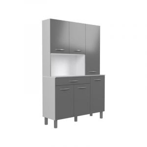 Ekipa - oslo Buffet de 120 cm - 1 Tiroir et 6 Portes - l 120 x p 40 x h 185 cm - Coloris Gris brillant