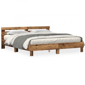 Cadre de lit en pin Bois ancien Bois de pin massif 180 x 200 cm Vidaxl