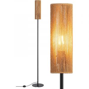 EDISHINE Lampadaire sur Pied Salon avec E27 Ampoule LED de 2700K Lumi&egrave;re Chaude et Abat-jour en Corde Tiss&eacute;e, Interrupteur &agrave; P&eacute;dale, Lampe sur Pied