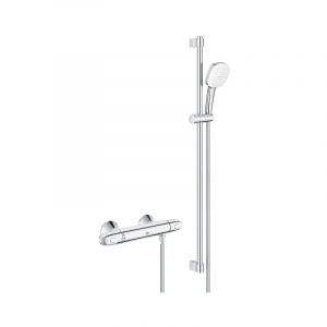 Grohe - Grohtherm 1000 Ensemble de douche - robinet de douche thermostatique - avec ensemble de douche - 90cm - pomme de douche carrée - 3 types de