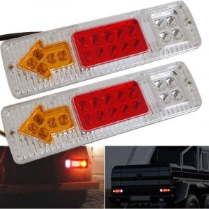 2pcs 12V feu arri&egrave;re de remorque de Camion 19 LED feu Stop &eacute;tanche Clignotants invers&eacute;s Feux arri&egrave;re Feux de Licence pour Camping-Car remorque