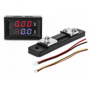 Amp&egrave;rem&egrave;tre voltm&egrave;tre num&eacute;rique LED, DC 0-100V 0-50A, avec shunt externe 50A, panneau de jauge multim&egrave;tre Volt Amp avec 2 fils
