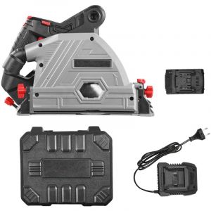 Mophorn - Scie Circulaire sans Fil, Lame 139,7 mm, Kit Scie à Rail Plongeante sans Balais, Batteries 4 Ah 20 v, Étui Rigide, Profondeur de Coupe 52
