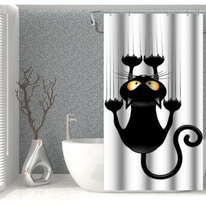 Rideau Douche Anti Moisissure Rideaux de Bain Tissu Textile Animaux Imperm&eacute;able Lavable en Machine - 80x180CM