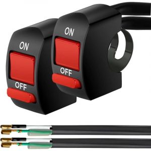 2pcs 22mm Interrupteur de Guidon,Commutateur de Guidon de Moto D&eacute;marreur Electrique Etanche Universel LED Phare On/Off