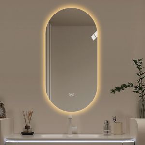 Miroir salle de bain intelligent 60x120 cm - Miroir LED mural tactile antibu&eacute;e pour salle de bain et salon de coiffure - Argent