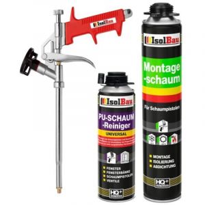ENSEMBLE Mousse Pistolet 1 x 750 ml + 1 Pistolet &agrave; Mousse M&eacute;tallique + 1 Nettoyant Mousse Expansive