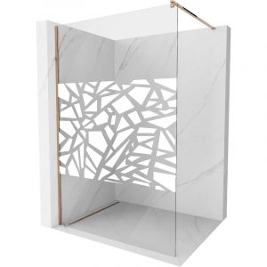 Mexen Kioto paroi de douche 140 x 200 cm, transparent/Design blanc 8 mm, Or rose - 800-140-101-60-85