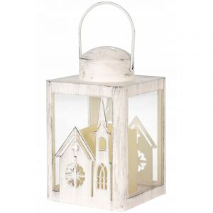 Lanterne d&eacute;corative de No&euml;l avec bougie LED blanche 16x10 cm 1 pi&egrave;ce.