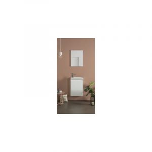 Pack 45 enjoy meuble 1 porte 45x60x25 cm blanc + plan vasque céramique + miroir - royo