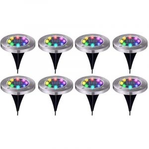 Lumière Solaire Extérieur Jardin Au Sol Extérieur 8 led Chaud Etanche IP65 Spot Solaire Extérieur Chemin Terrasse Cour Spots Solaires Encastrables