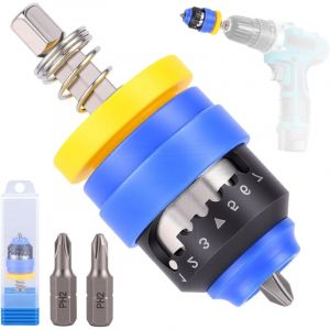 Embout Visseuse Placo, Embout Vis Placo Visseuse, 7 Niveaux de Profondeur R&eacute;glables, 1/4 Inch Porte-embout de Tournevis &agrave; Tige pour Panneaux de