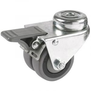 2gt Roues Et Roulettes - Roulette oeil jumelée pivotante à frein diamètre 50 mm caoutchouc gris - 60 Kg