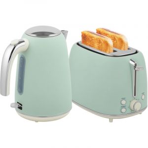 Ensemble bouilloire et grille-pain, bouilloire en acier inoxydable 1,7 L et 2200 W et grille-pain &agrave; 2 tranches, vert