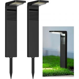Lampe Solaire Exterieur Jardin 2 PIÈCES 30 LED, Étanches IP65, Spot Solaire Exterieur avec 2 Modes D'Éclairage Pour Sol Cour Allée Chemin [Classe